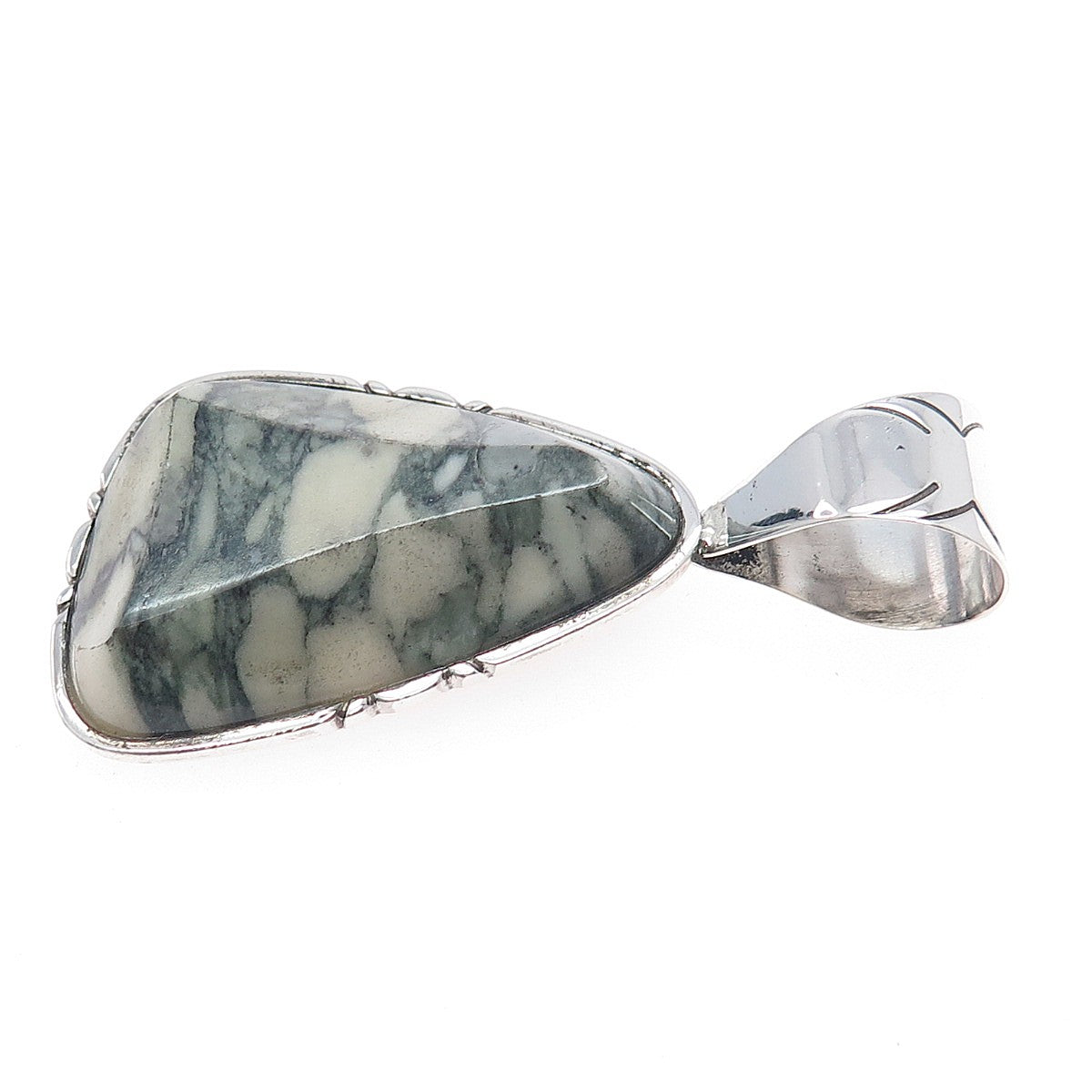 Jay King Desert Rose 925 Sterling Silver Vintage Real Jasper Modernist Pendant