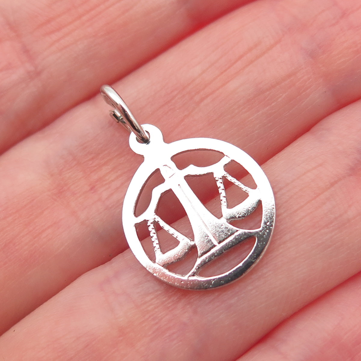 925 Sterling Silver Vintage DCJ Libra Zodiac Sign Mini Charm Pendant