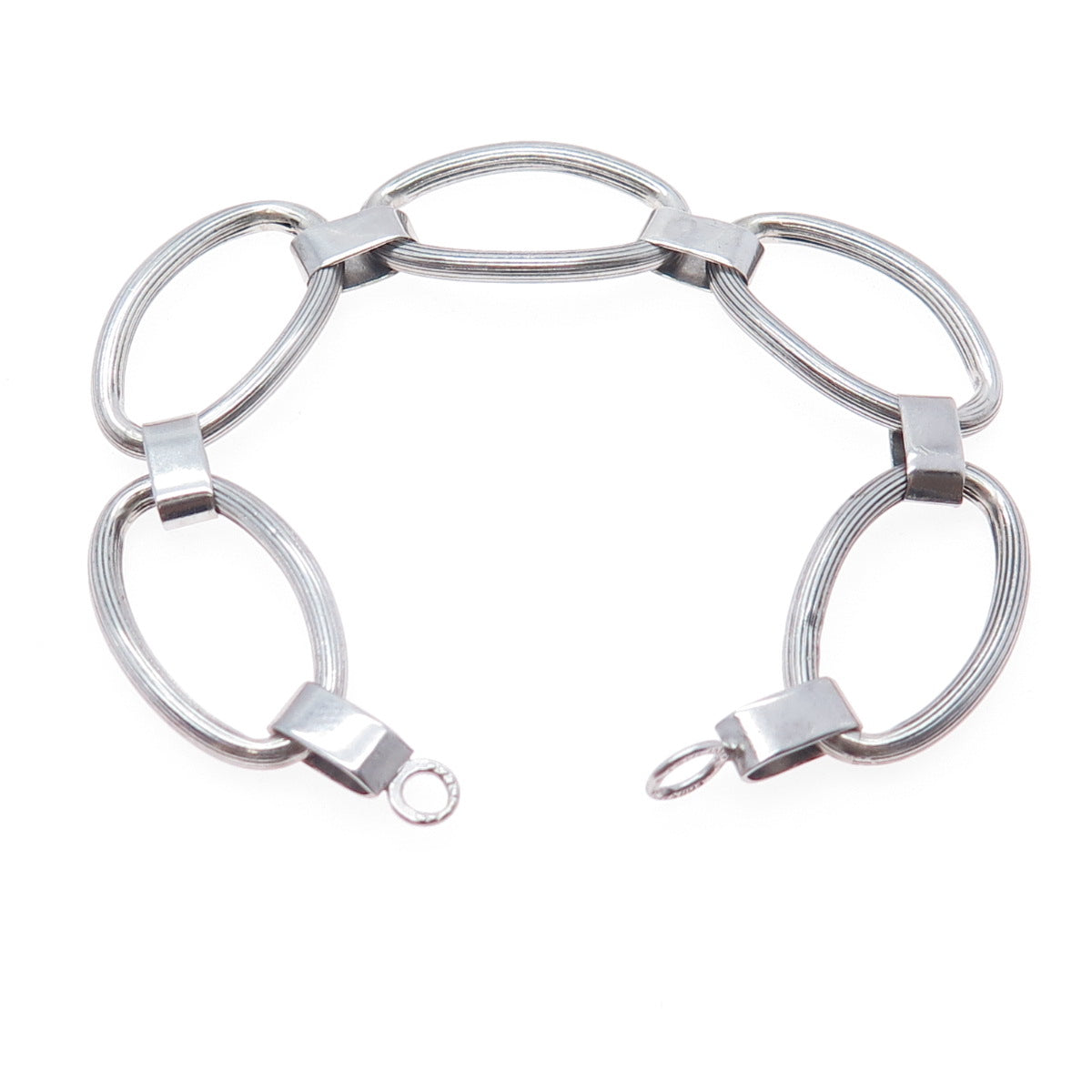FORSTNER Sterling Silver Antique Art Deco Oval Link Bracelet 7" (missing lock)