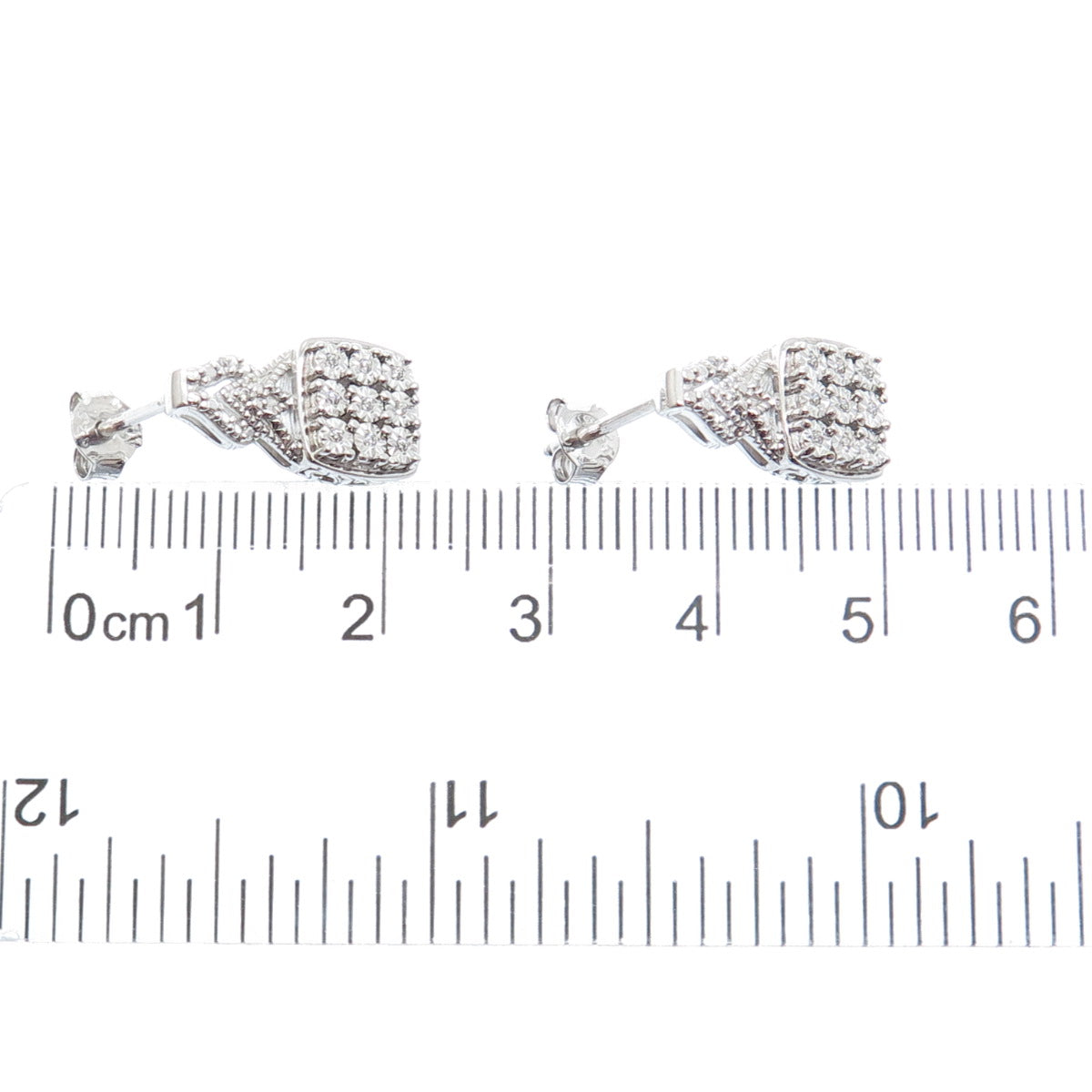 925 Sterling Silver Round-Cut C Z Cushion Drop Earrings