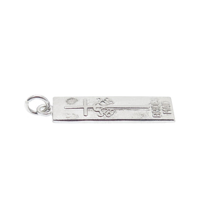 ANTAYA 925 Sterling Silver Vintage Bridesmaid Cross & Bells Bar Charm Pendant
