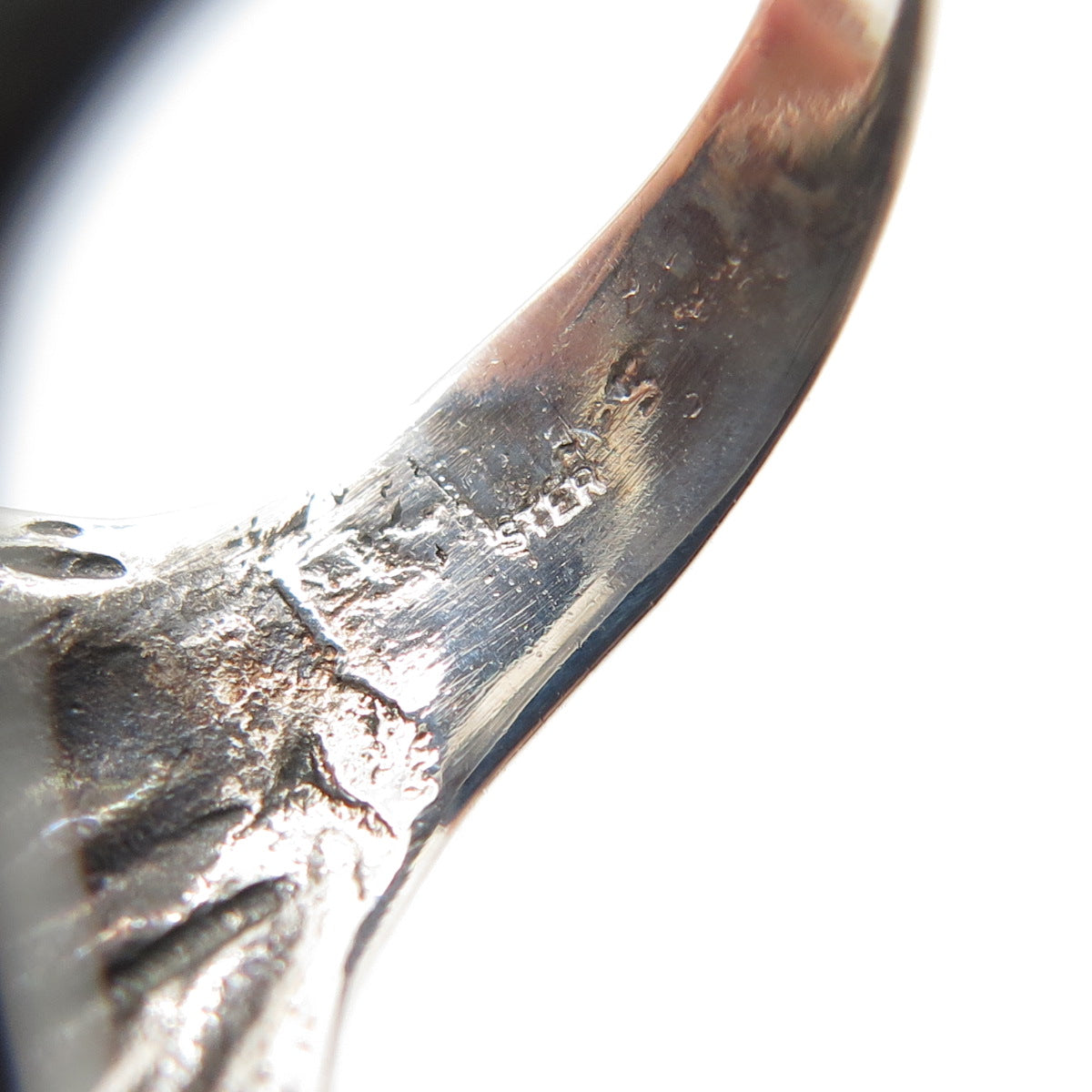 925 Sterling Silver Vintage Modernist Ribbed Dome Oxidized Ring Size 4.75