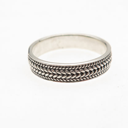 Chapal Zenray 925 Sterling Silver Vintage Wheat Link Oxidized Band Ring Size 8