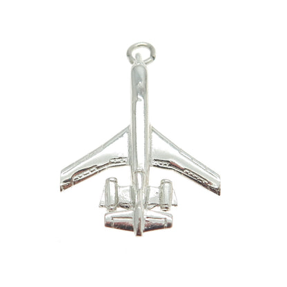 WELLS 925 Sterling Silver Vintage Airplane 3D Pendant