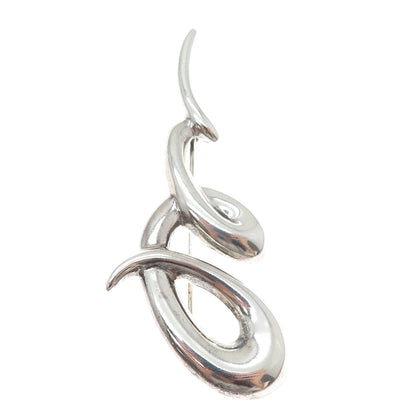 CNA PRANDA 925 Sterling Silver Vintage Modernist Twisted Pin Brooch