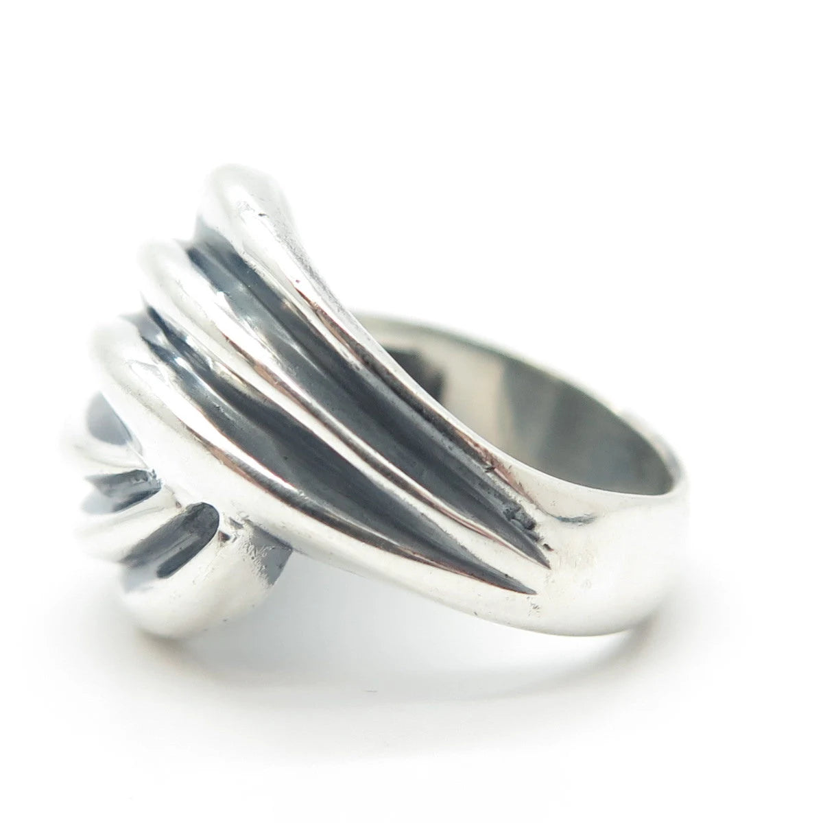 925 Sterling Silver Vintage Ribbed Ring Size 5.75
