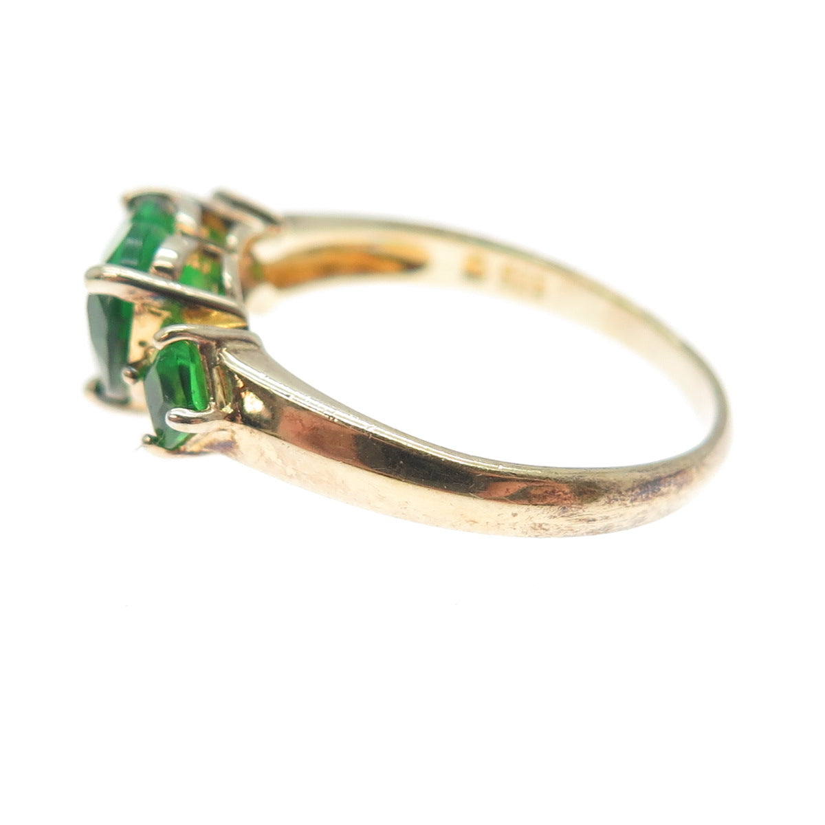 ROSS SIMONS 925 Sterling Gold Plated Real Chrome Diopside Heart Ring Size 10.25