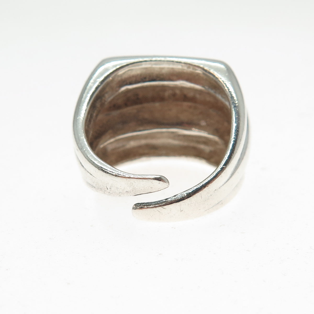 NAPIER 925 Sterling Silver Vintage Modernist Ribbed Adjustable Ring Size 5.5