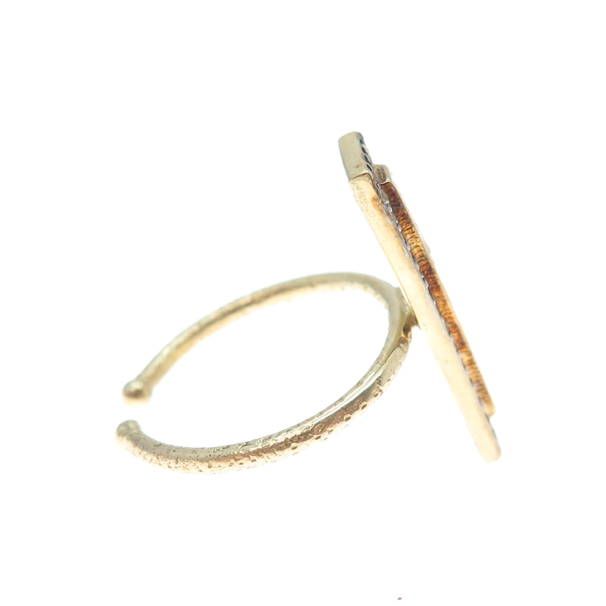 925 Sterling Gold Plated Champagne White Diamond Inlay Adjustable Ring Size 6.5