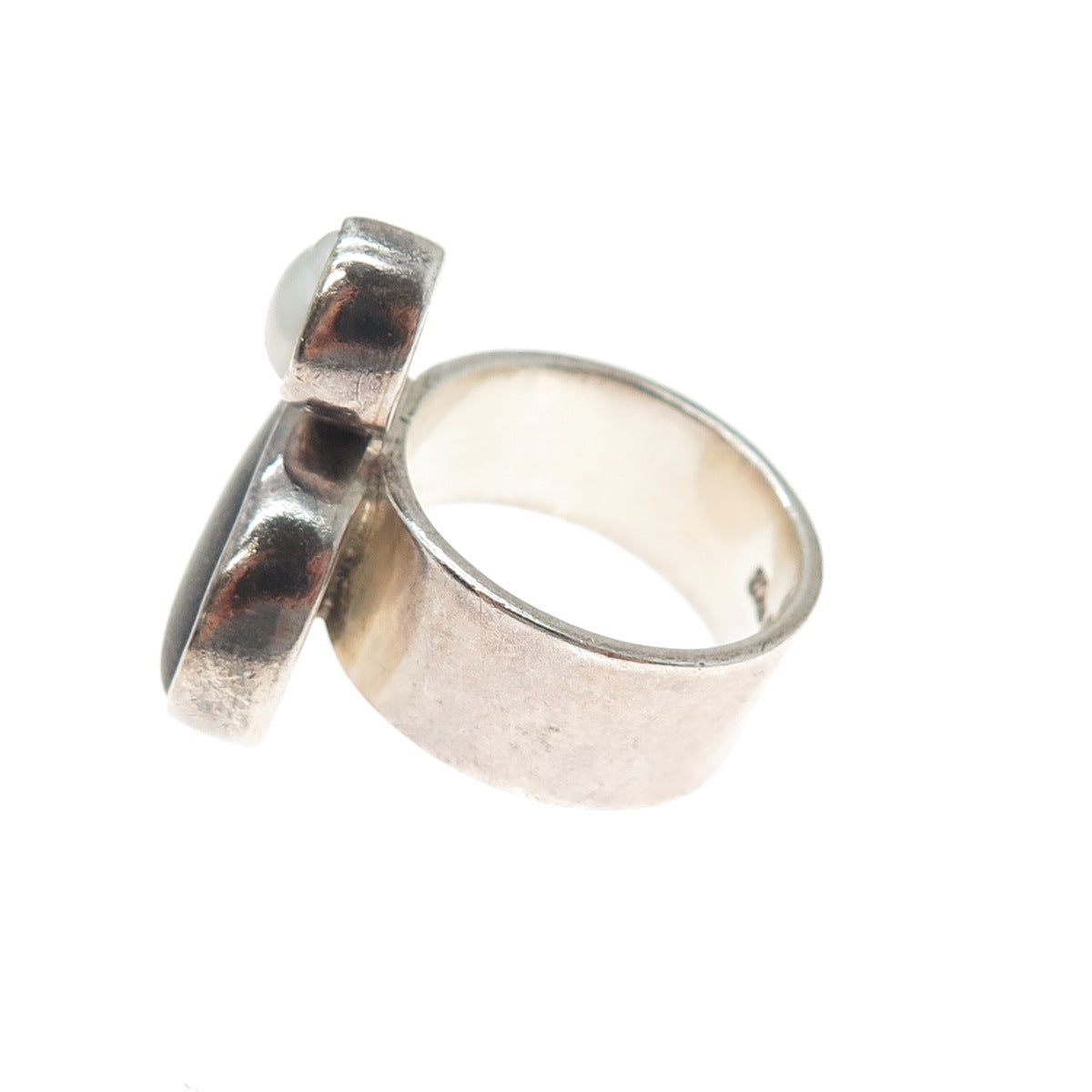 ECHO OF THE DREAMER 925 Sterling Vintage Real Pearl & River Stone Ring Size 8.75
