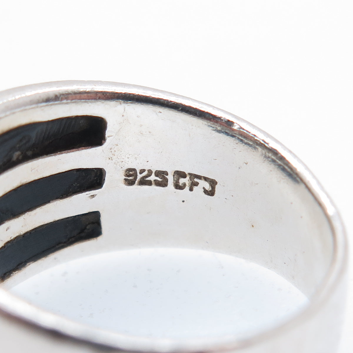 CFJ Collins Fine Jewelry 925 Sterling Silver Vintage Black Onyx Ring Size 6.75