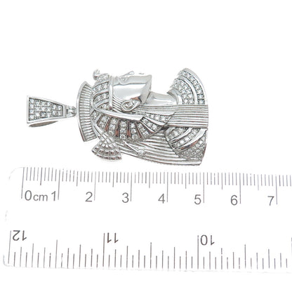 925 Sterling Silver Round-Cut Shaped C Z Egyptian Pharaoh Sparkle Pendant