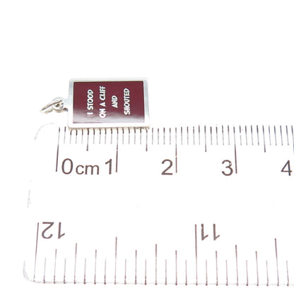 925 Sterling Silver Enamel I Stood On A Cliff & Shouted Minimalist Charm Pendant