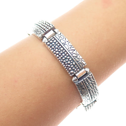 AF DESIGN Sterling Silver Vintage Modernist Granulated Panel Link Bracelet 7"