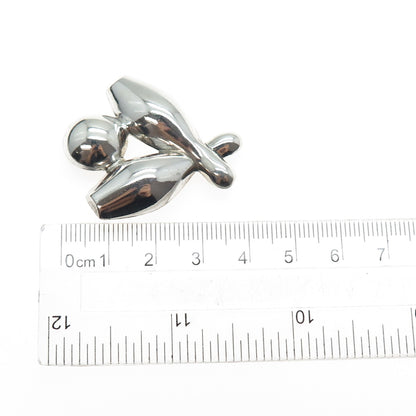 BEAU 925 Sterling Silver Vintage Bowling Club Oxidized Pin Brooch
