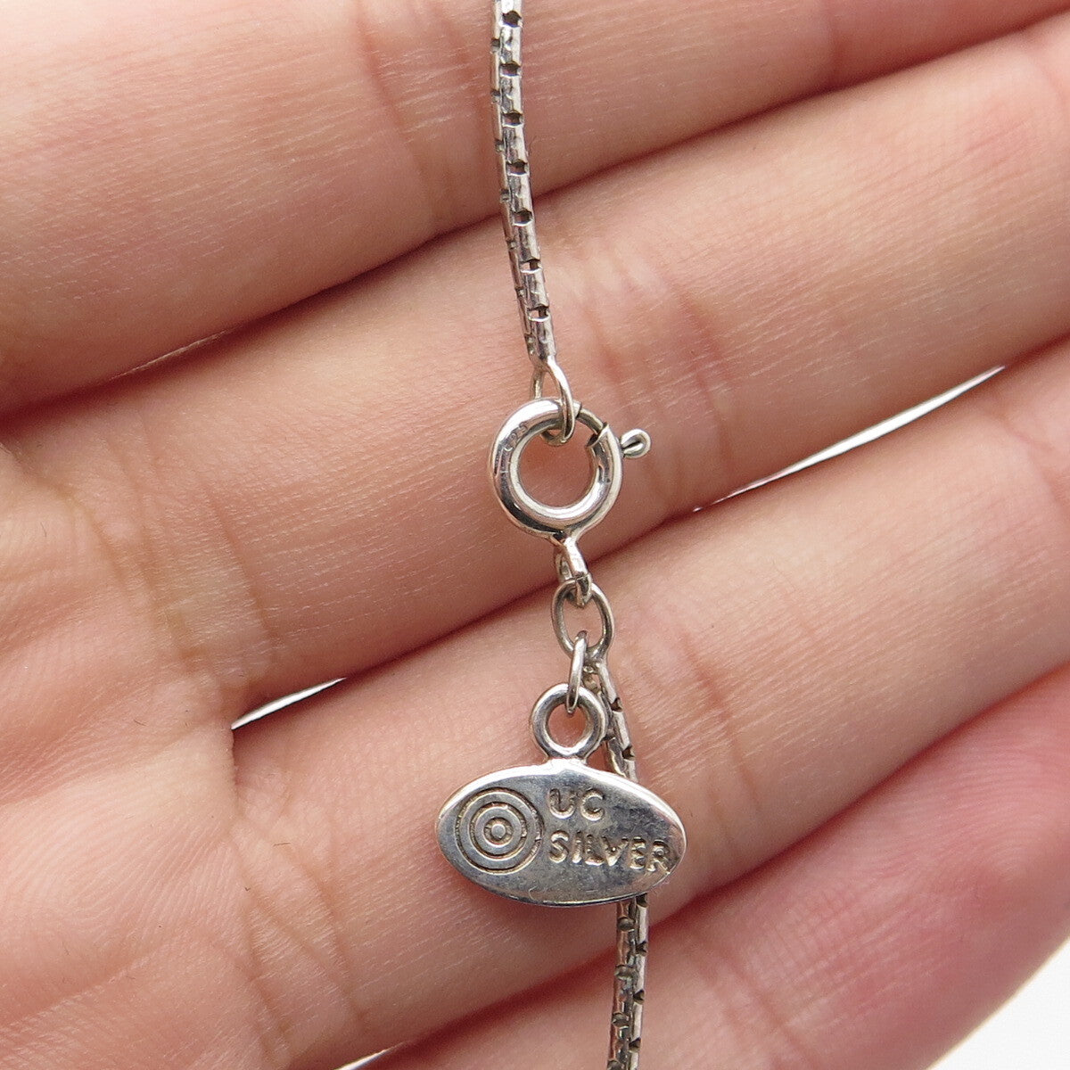 UC Silver 18K Yellow Gold 925 Sterling "I Am Unique" Floral Scroll Necklace 16"