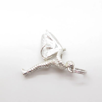 925 Sterling Silver Vintage Toreador 3D Charm Pendant