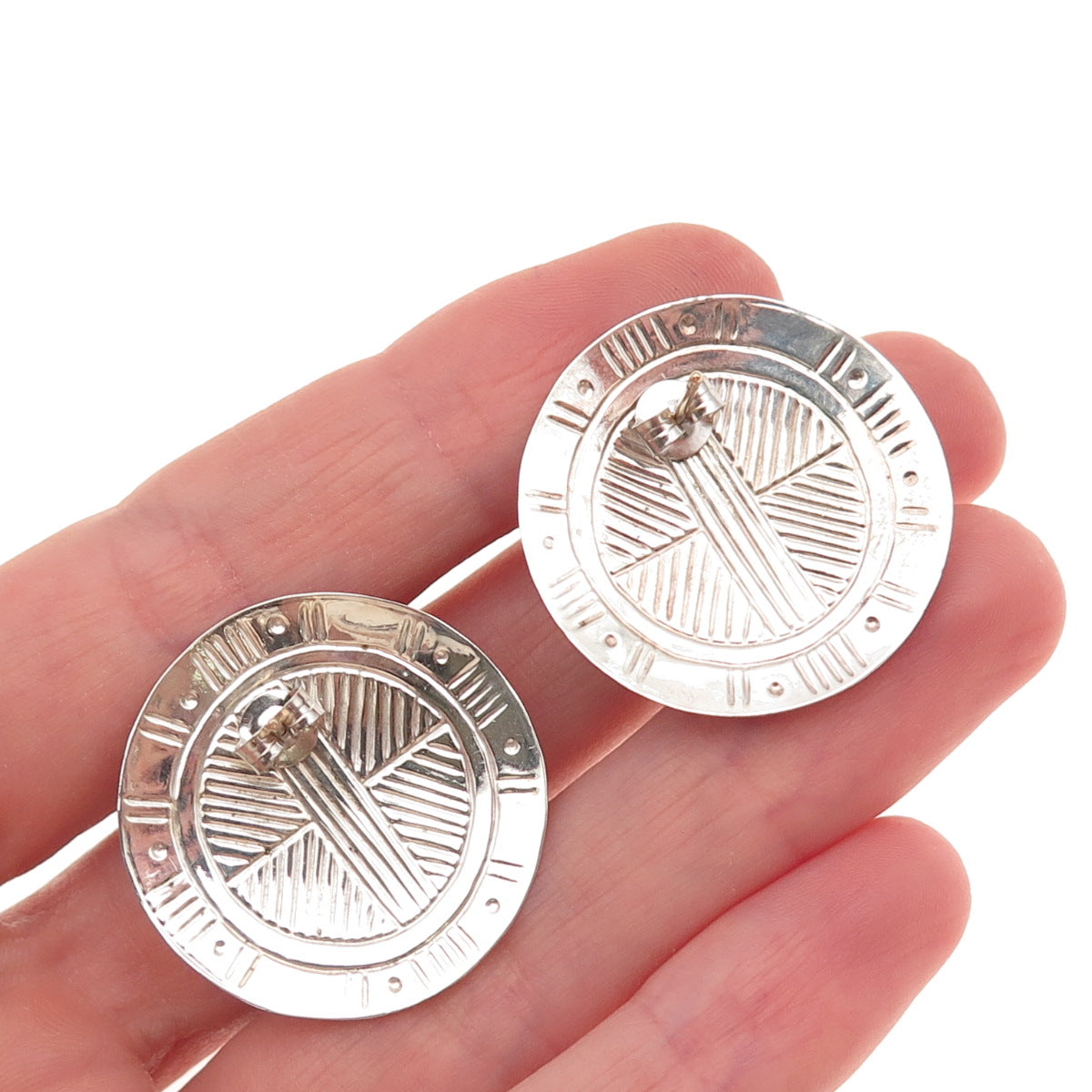 Tabra 925 Sterling Silver Vintage Moon Goddess Oxidized Earrings