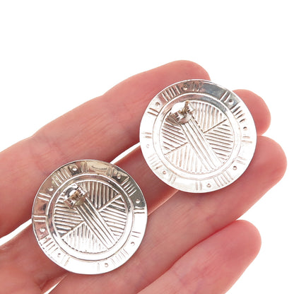 Tabra 925 Sterling Silver Vintage Moon Goddess Oxidized Earrings