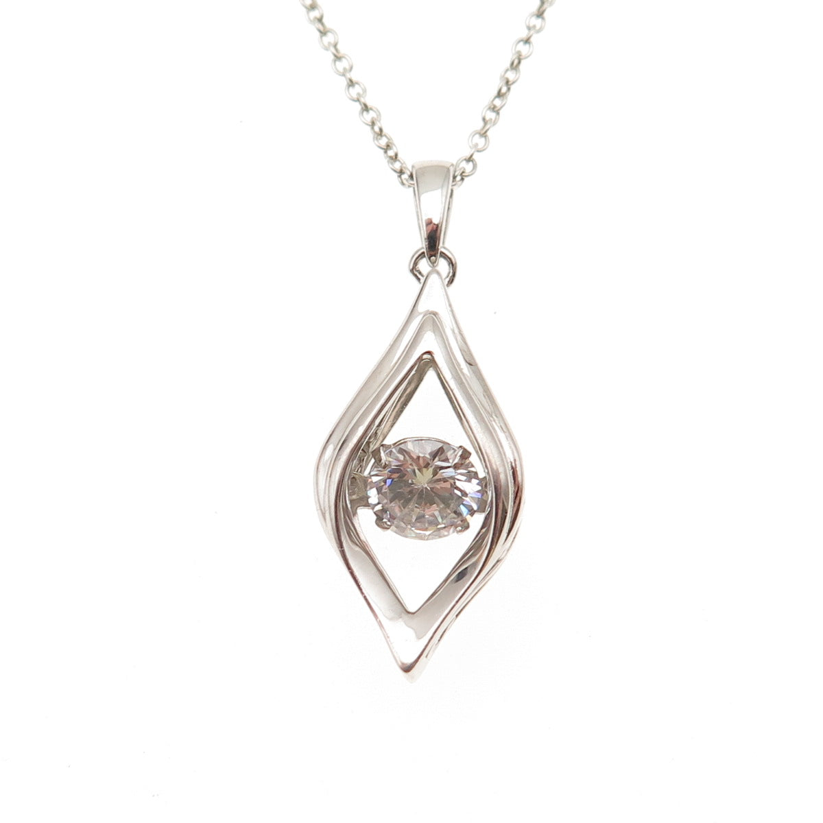 925 Sterling Silver Round-Cut C Z Petal Cable Chain Necklace 18"