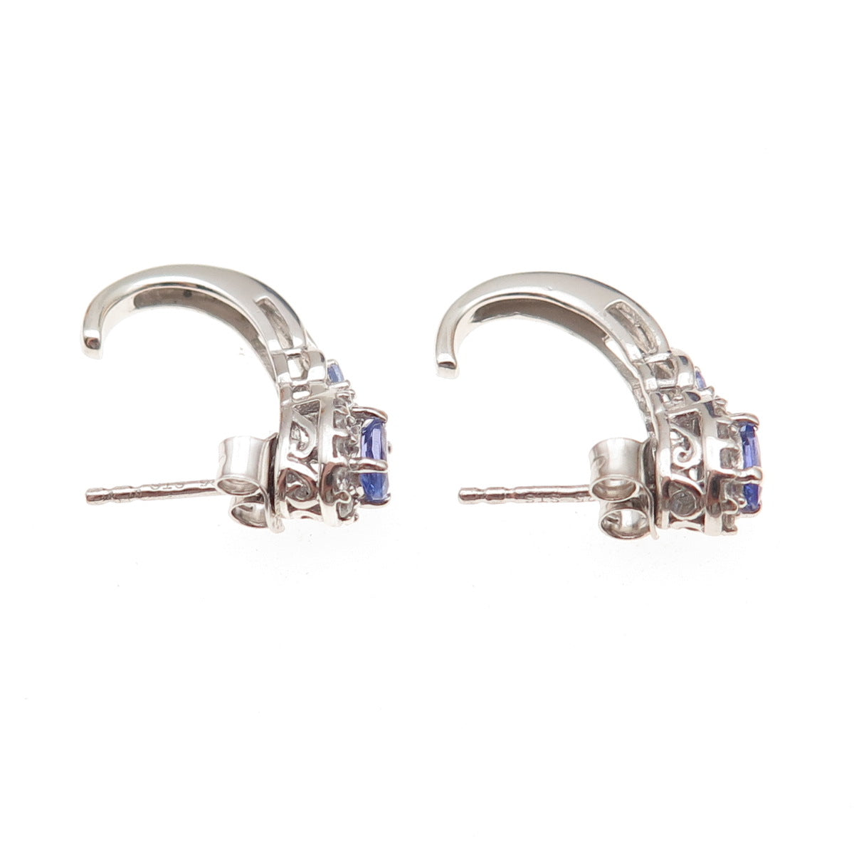 Chuck Clemency 925 Sterling Silver Real Tanzanite & White Topaz Claw Earrings
