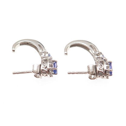 Chuck Clemency 925 Sterling Silver Real Tanzanite & White Topaz Claw Earrings