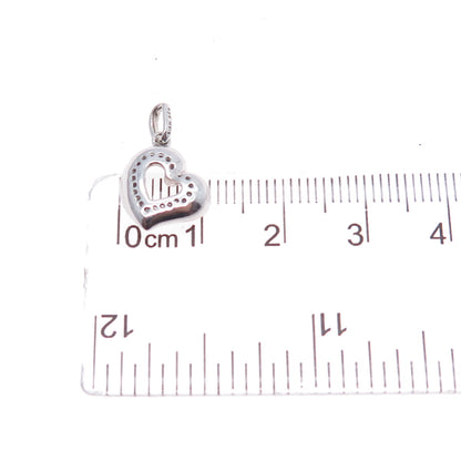 925 Sterling Silver Real Round-Cut Diamond Heart Minimalist Charm Pendant