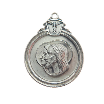 CREED 925 Sterling Silver Antique To Jesus Through Mary Religious Medal Pendant