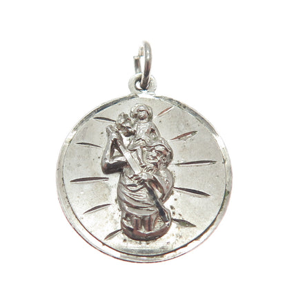 CHAPEL 925 Sterling Silver Vintage St. Christopher Religious Pendant