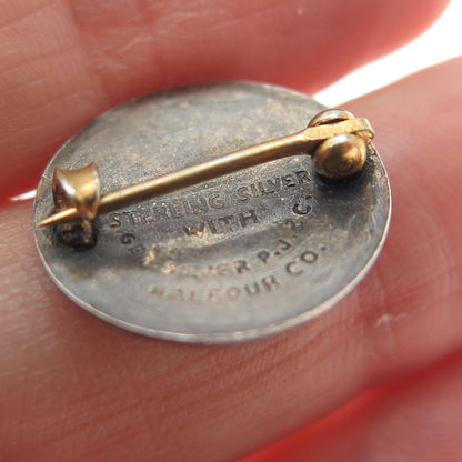 BALFOUR Sterling GP Antique Enamel Palmer Method For Progress in Writing Brooch