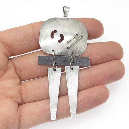 925 Sterling Silver Vintage Modernist Oxidized Pendant