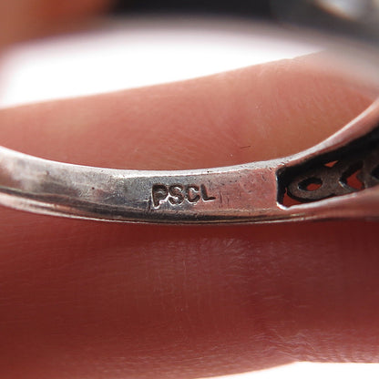 PETER STONE 925 Sterling Silver Vintage Celtic Knot Oxidized Poison Ring Size 8