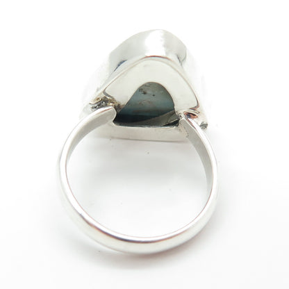 925 Sterling Silver Vintage Real Larimar Gemstone Ring Size 8