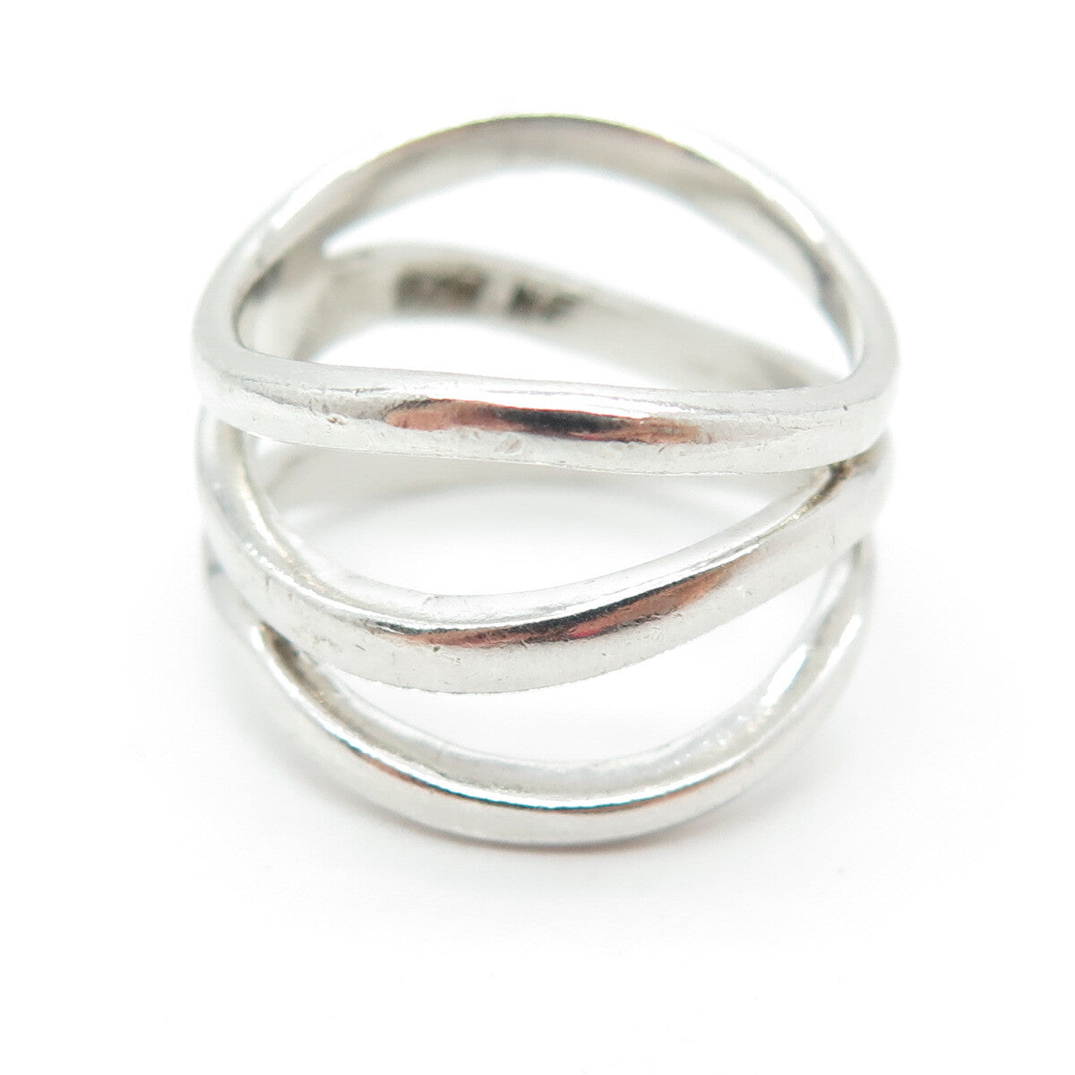 CHAPAL ZENRAY 925 Sterling Silver Vintage Wavy 3-Row Ring Size 8
