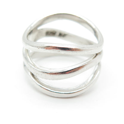 CHAPAL ZENRAY 925 Sterling Silver Vintage Wavy 3-Row Ring Size 8