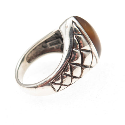 SX Sally C 925 Sterling Silver Vintage Real Tiger Eye Oxidized Ring Size 7