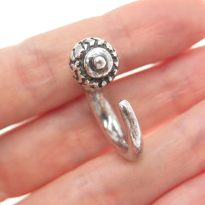 925 Sterling Silver Vintage Horn Amulet Tunnel Single Earring