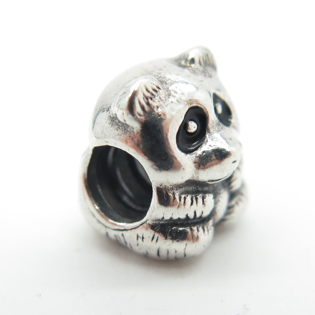 PANDORA 925 Sterling Silver Black Enamel Panda Bead Charm