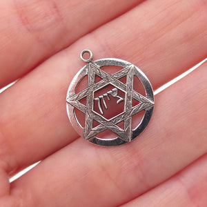 925 Sterling Silver Vintage Star of David Chai Judaica Oxidized Charm Pendant