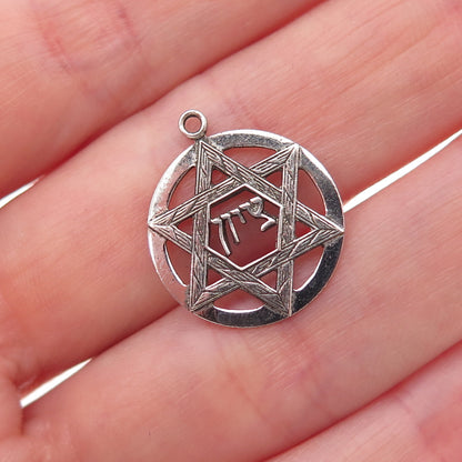 925 Sterling Silver Vintage Star of David Chai Judaica Oxidized Charm Pendant