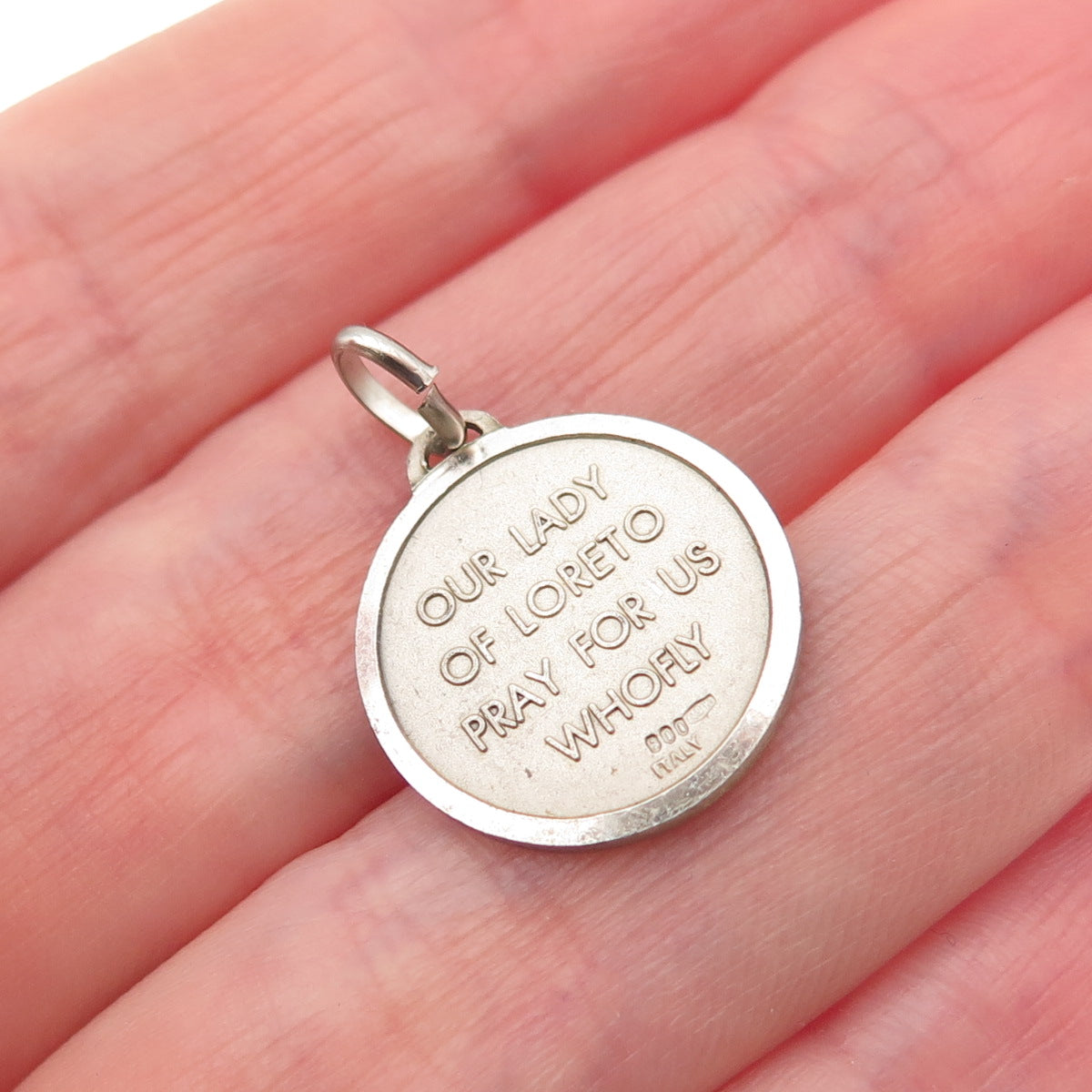 800 Silver Vintage Italy Virgo Lauretana Mini Charm Pendant