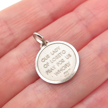 800 Silver Vintage Italy Virgo Lauretana Mini Charm Pendant