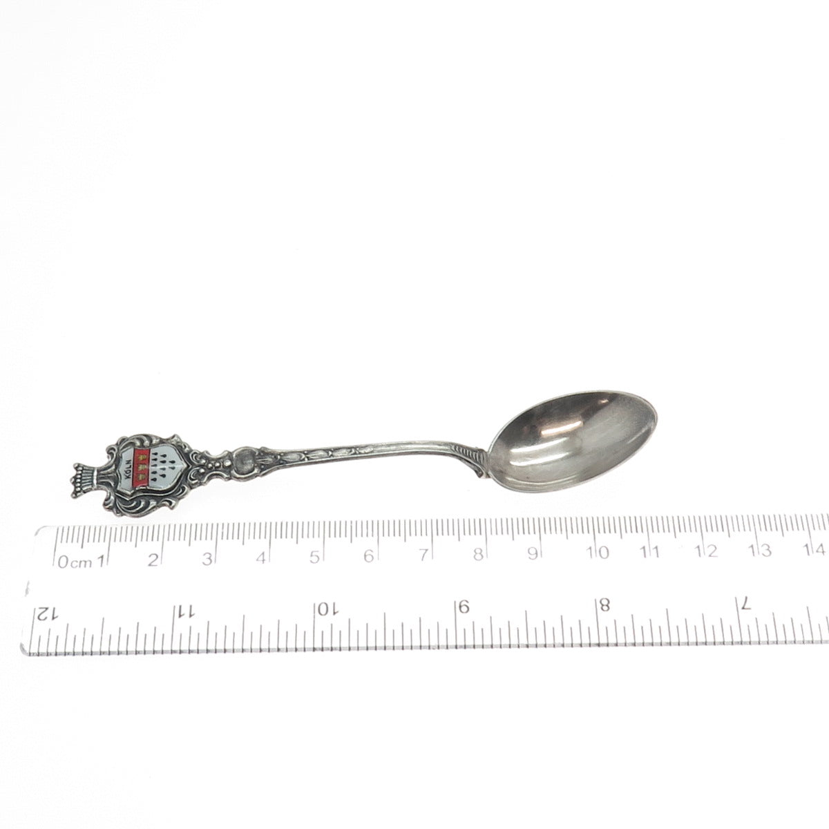 HERMAN 800 Silver Antique Enamel Cologne Germany Coffee Spoon