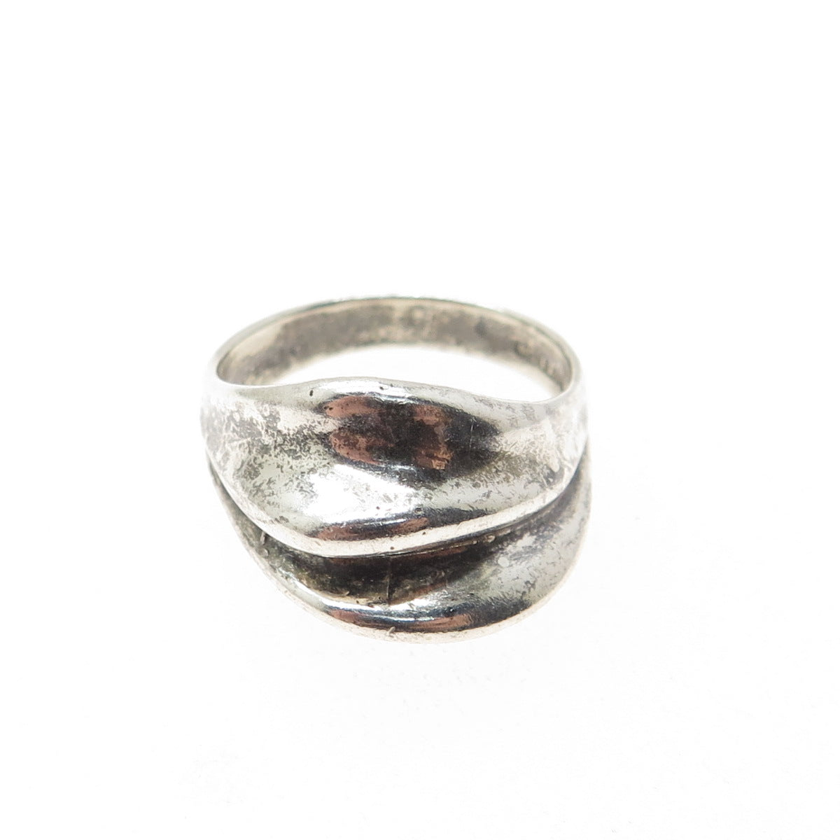 CELLINI 925 Sterling Silver Vintage Modernist Oxidized Ring Size 7.25