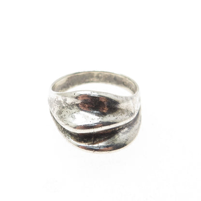 CELLINI 925 Sterling Silver Vintage Modernist Oxidized Ring Size 7.25