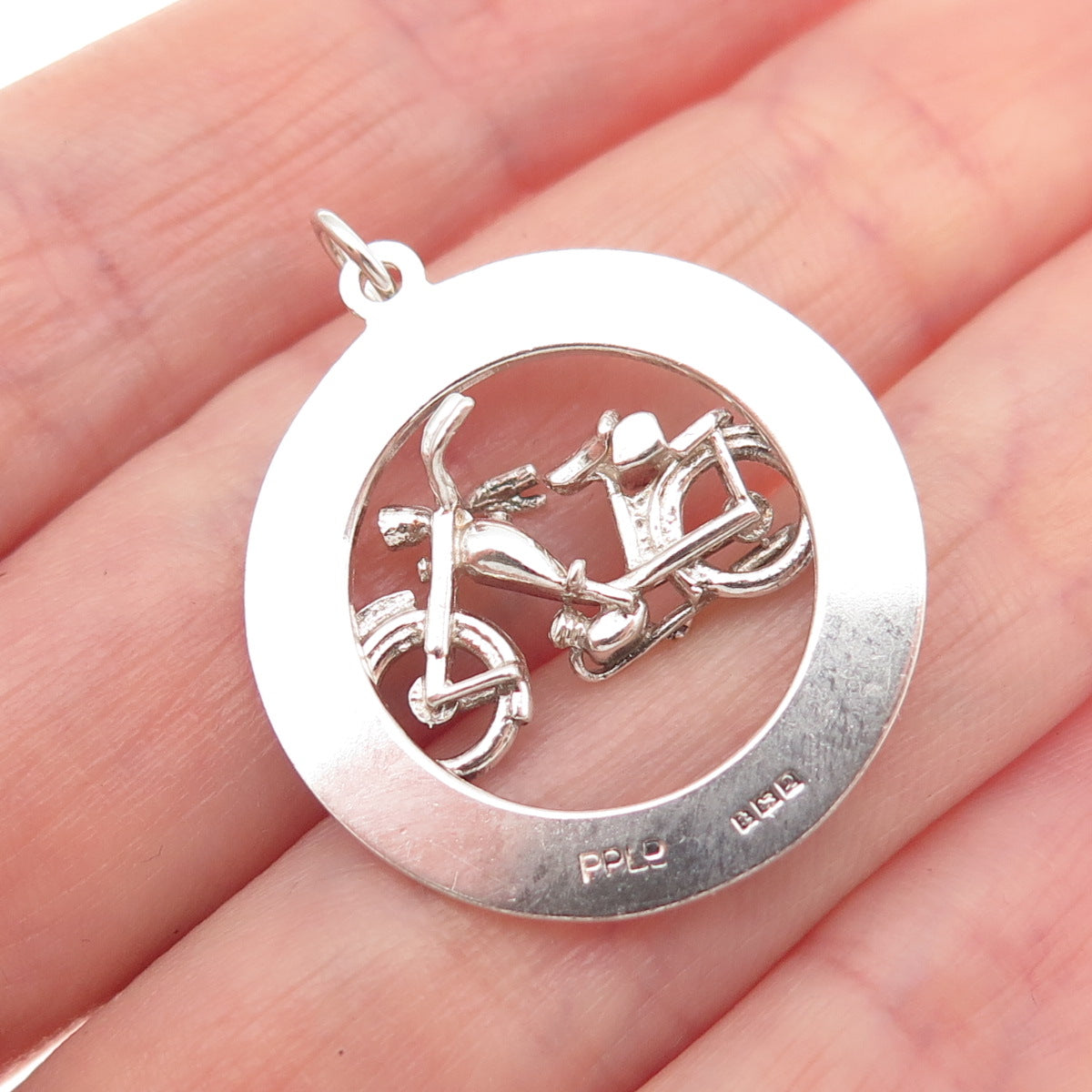 Payton Pepper & Sons Sterling Silver Vintage 1965 Birmingham Motorcycle Pendant