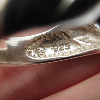 925 Sterling Silver Vintage Modernist Twisted Oxidized Ring Size 7.25