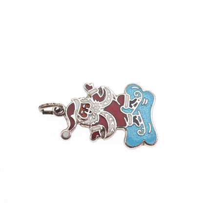 Danecraft 925 Sterling Silver Vintage Enamel Santa Ice Skate Mini Charm Pendant