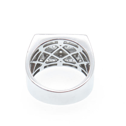 925 Sterling Silver Round-Cut Shaped C Z Signet Ring Size 11.5