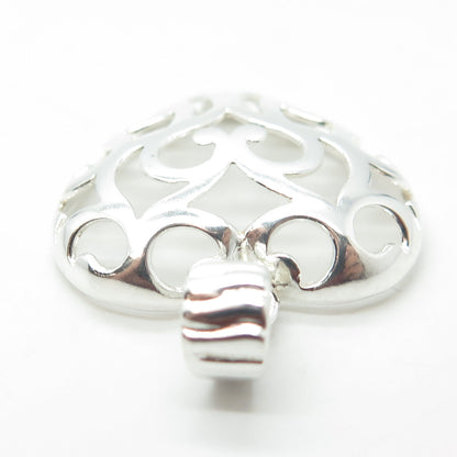 MILOR 925 Sterling Silver Vintage Italy Ornate Heart Pendant